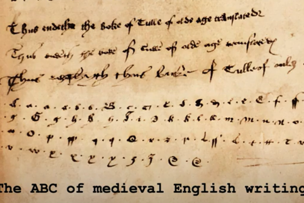abc medieval english writing film title screen