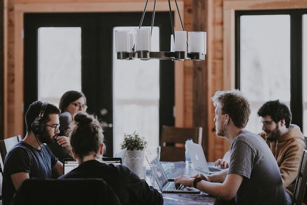 group of people working in relaxed setting
