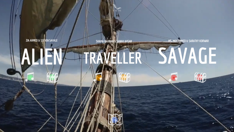 tide salon homepage, a seascape with 3 words in large font: alien, traveller and savage